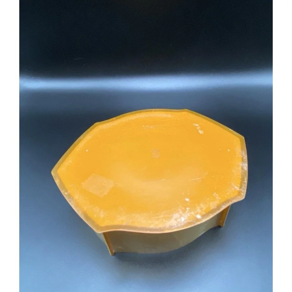 Vtg 1920s Art Deco Amber Vanity/Dresser Powder Jar Celluloid Top and Bottom